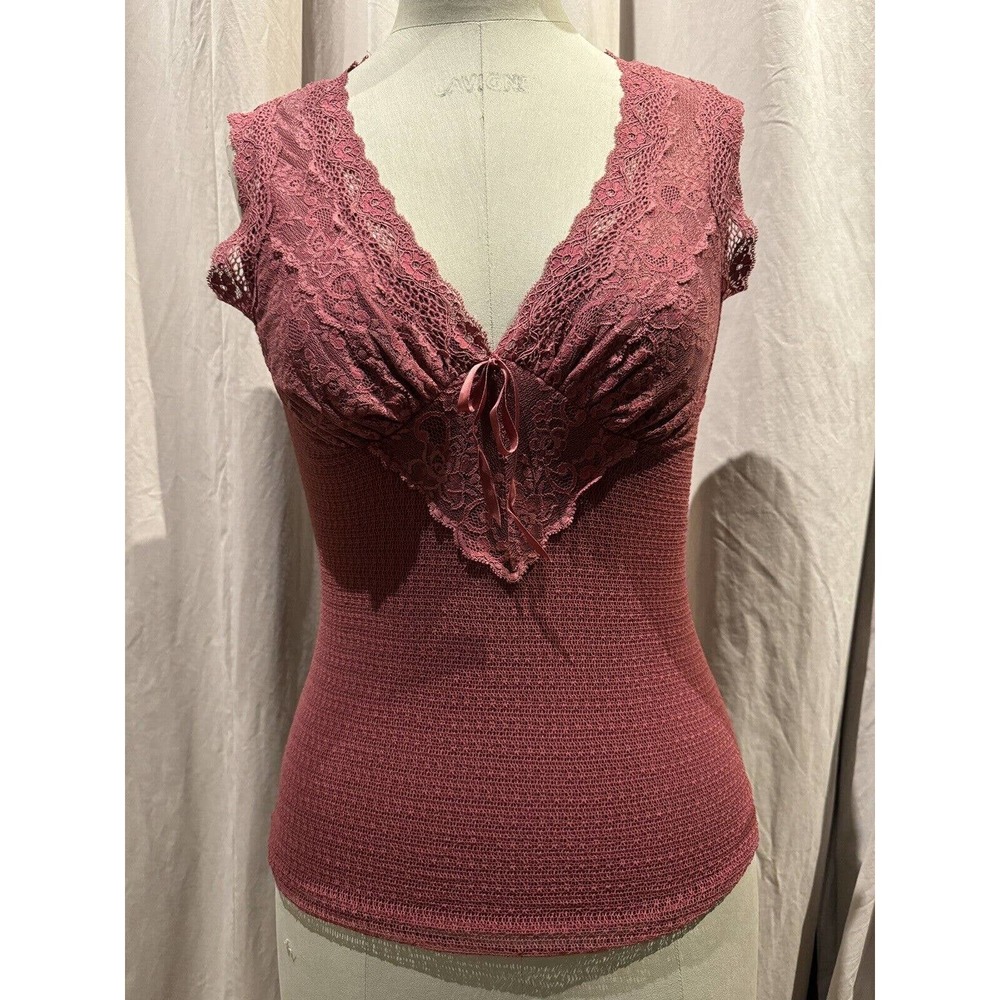 Vintage Stock Ann Ferriday Spider Mesh Lace Fairy Boudoir Top M